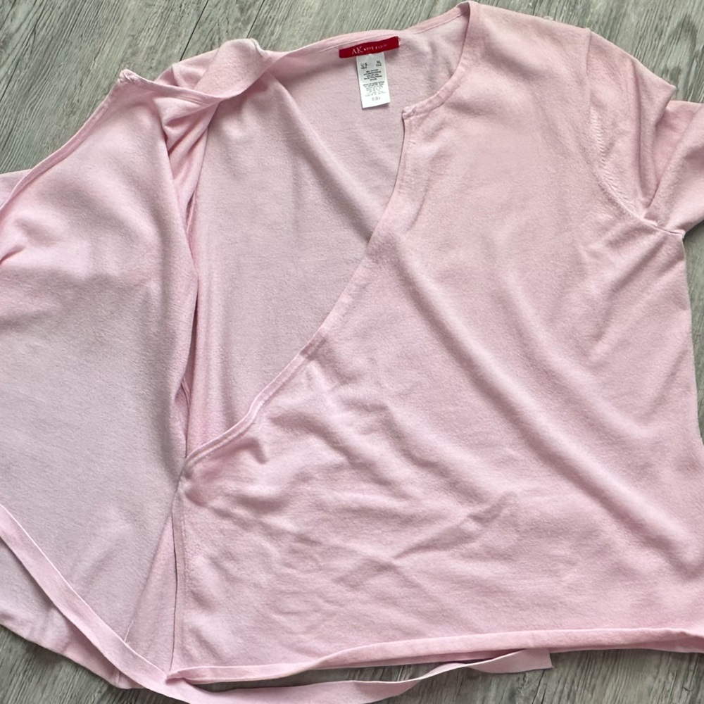 Anne Klein Pink cropped wrap sweater size XL - Picture 9 of 10